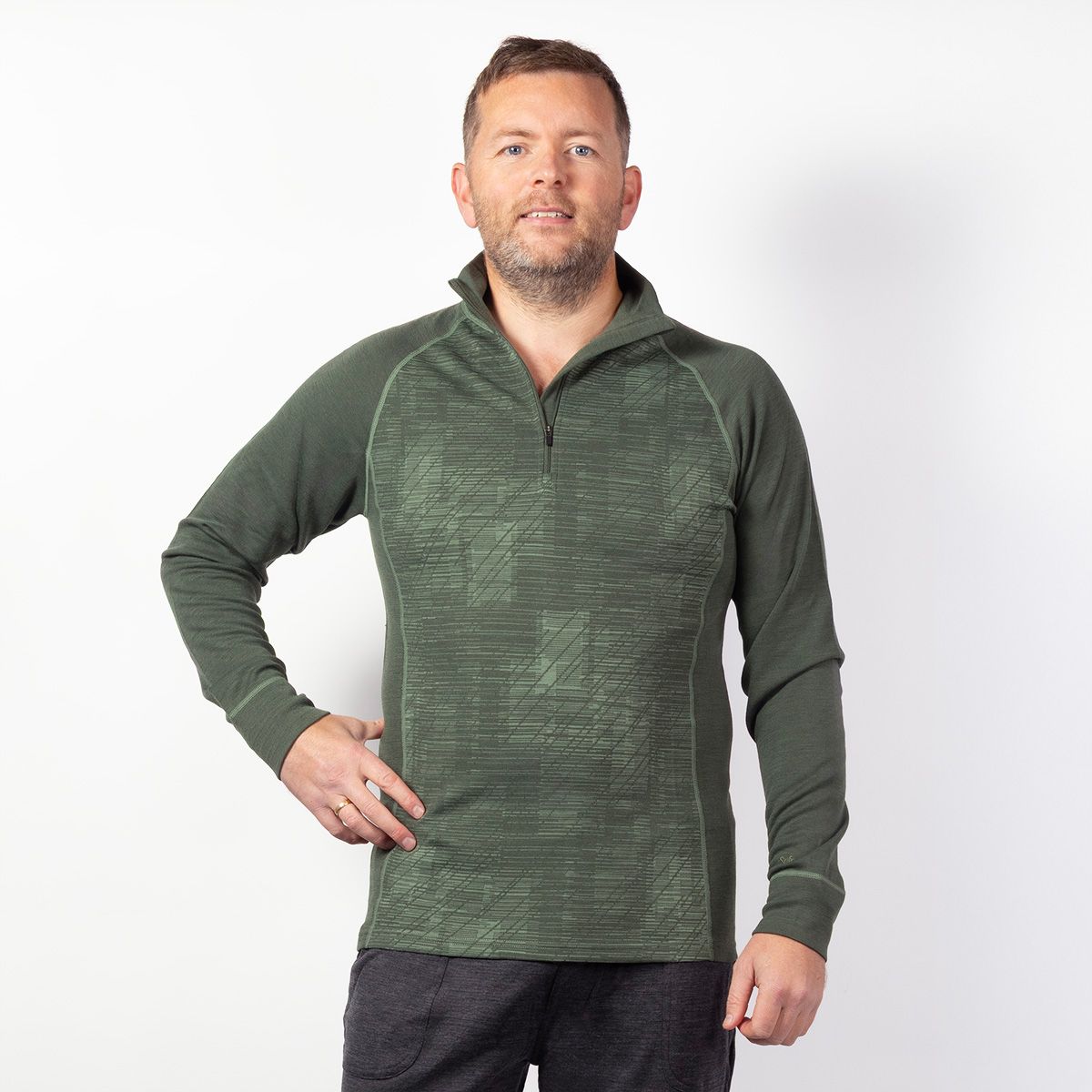 Polo med glidelås i halsen grønn 